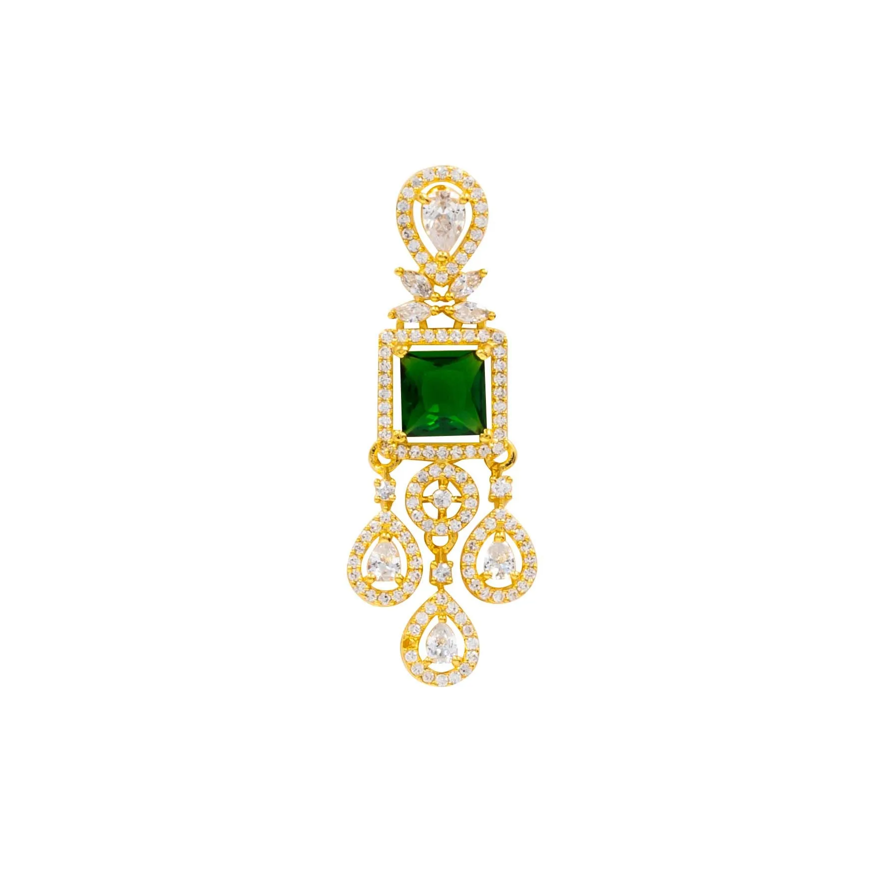 24ct Gold Plated Stone Necklace with stud PMSNS9WG-0021, PMSHST20WG-082