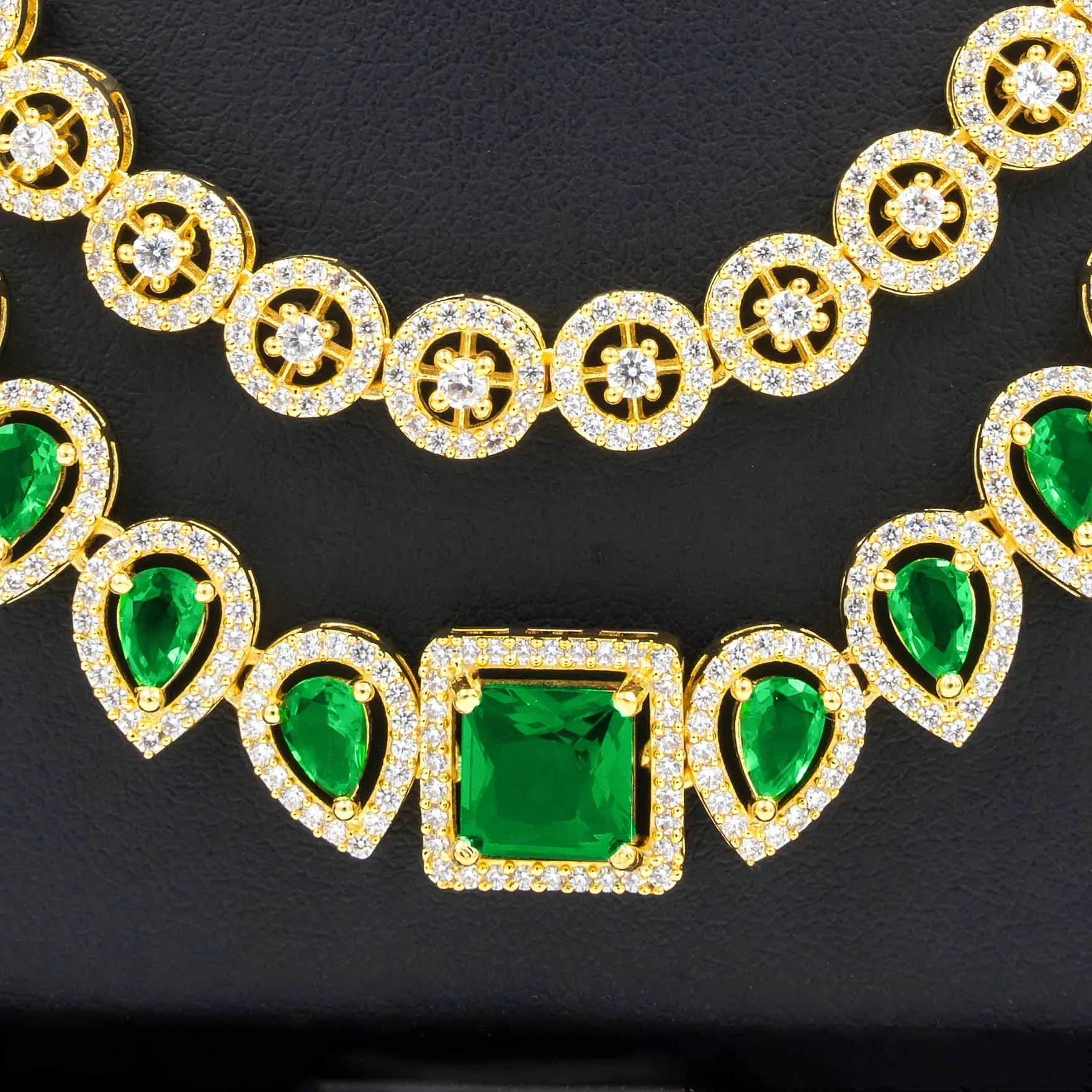 24ct Gold Plated Stone Necklace with stud PMSNS9WG-0021, PMSHST20WG-082