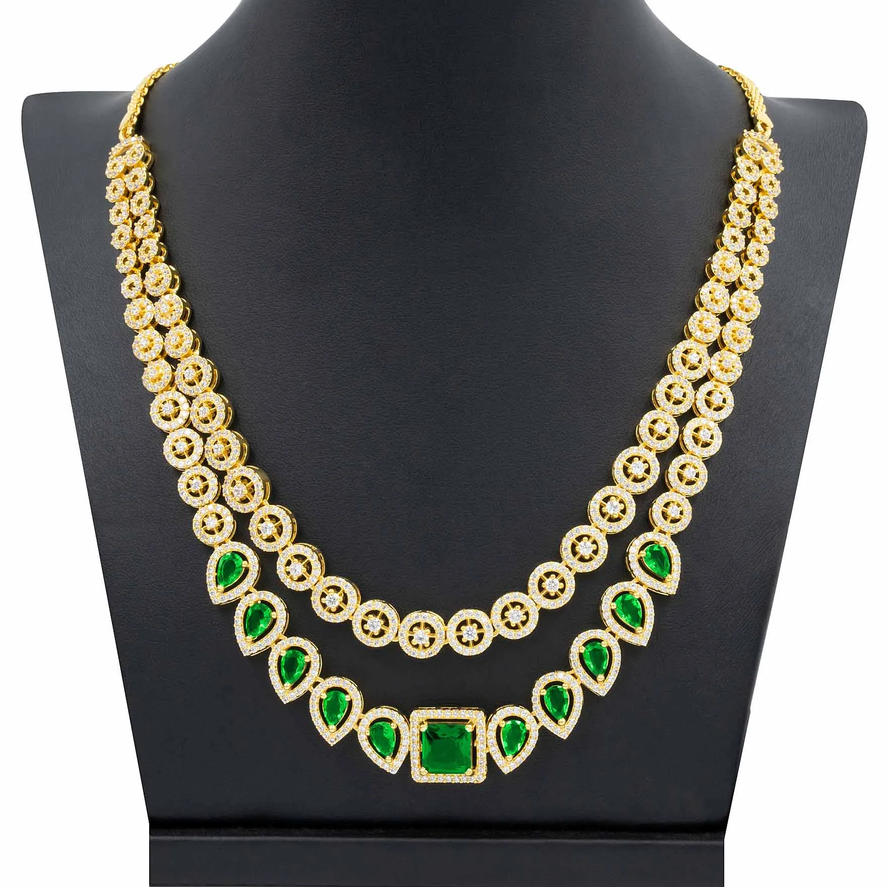 24ct Gold Plated Stone Necklace with stud PMSNS9WG-0021, PMSHST20WG-082