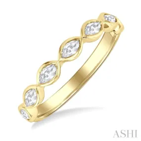 3/4 ctw East-West Set Marquise Cut Bezel Diamond Stackable Fashion Band in 14K Yellow Gold