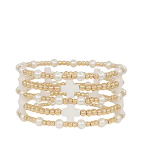5-Set Cross Pearl Bracelets