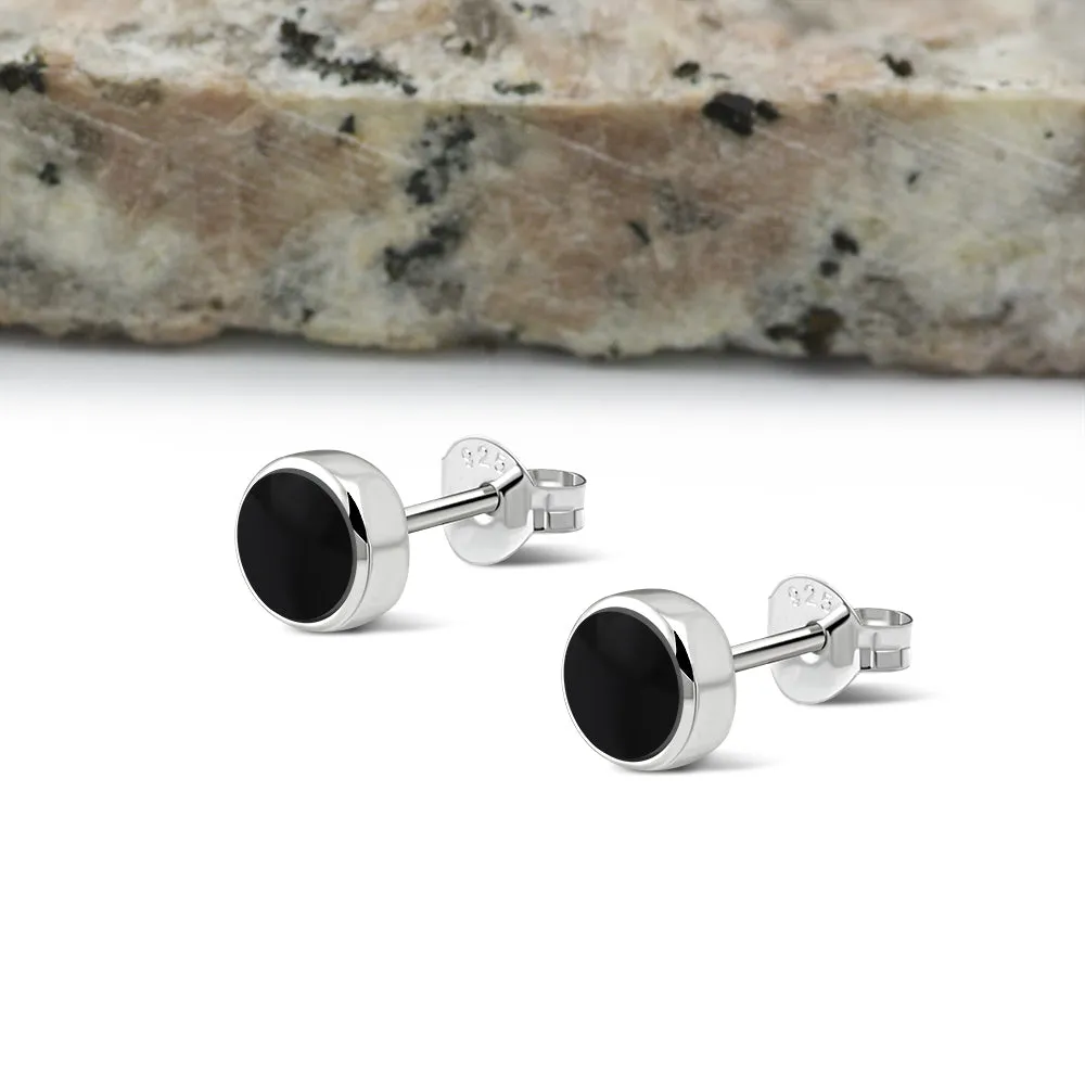6.20mm | Black Onyx Sterling Silver Stud Earrings