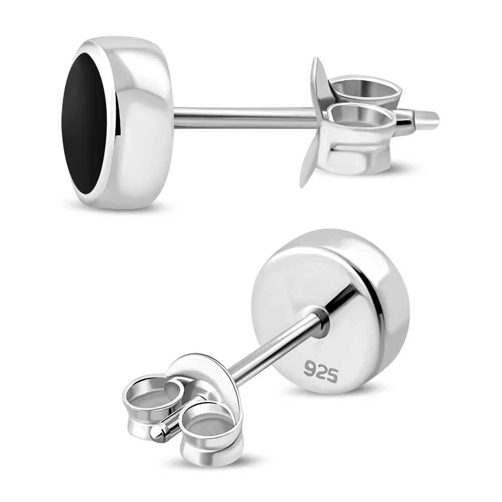 6.20mm | Black Onyx Sterling Silver Stud Earrings