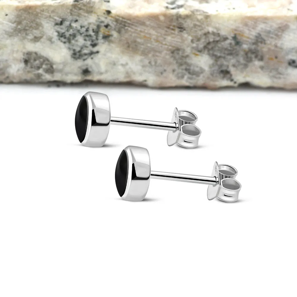 6.20mm | Black Onyx Sterling Silver Stud Earrings
