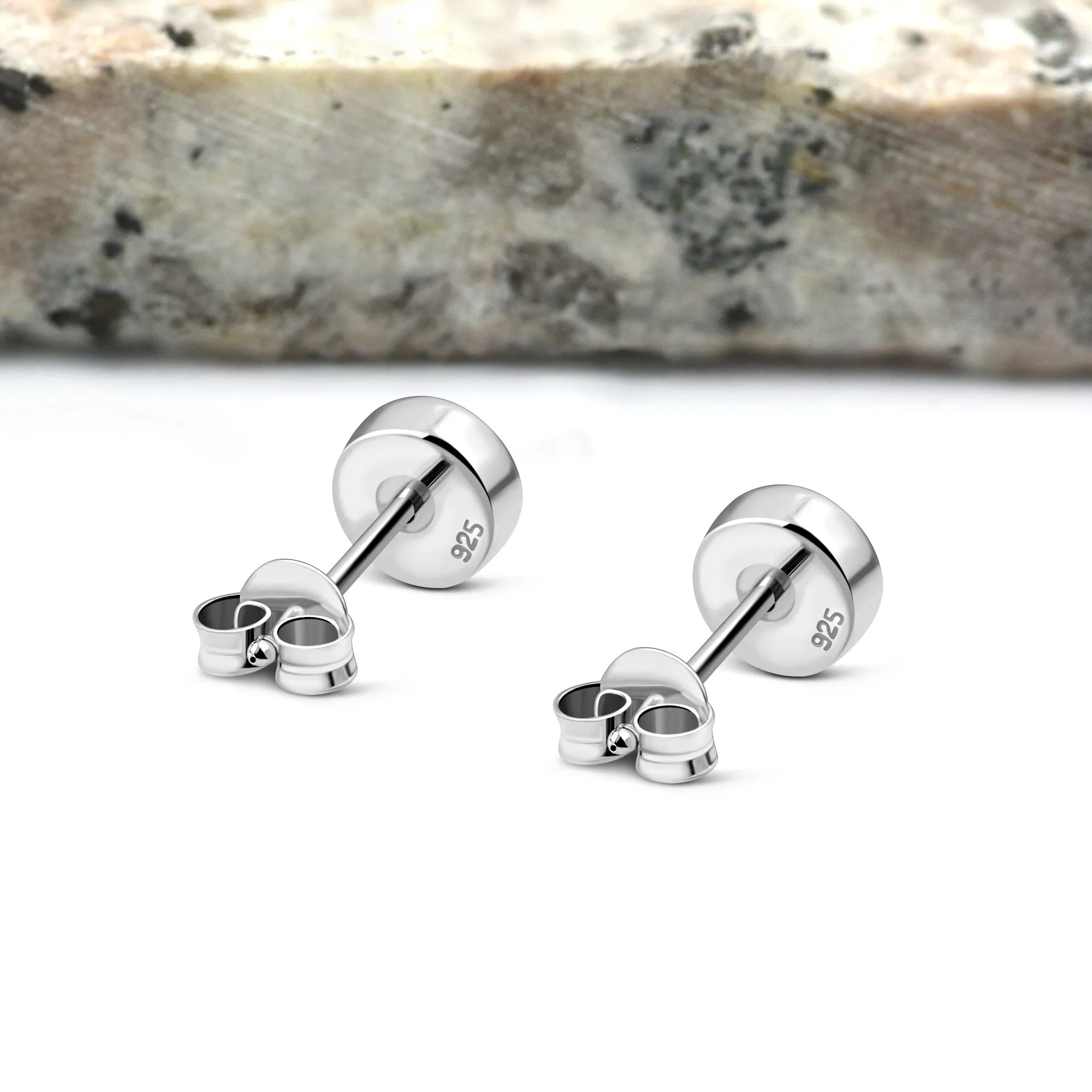 6.20mm | Black Onyx Sterling Silver Stud Earrings