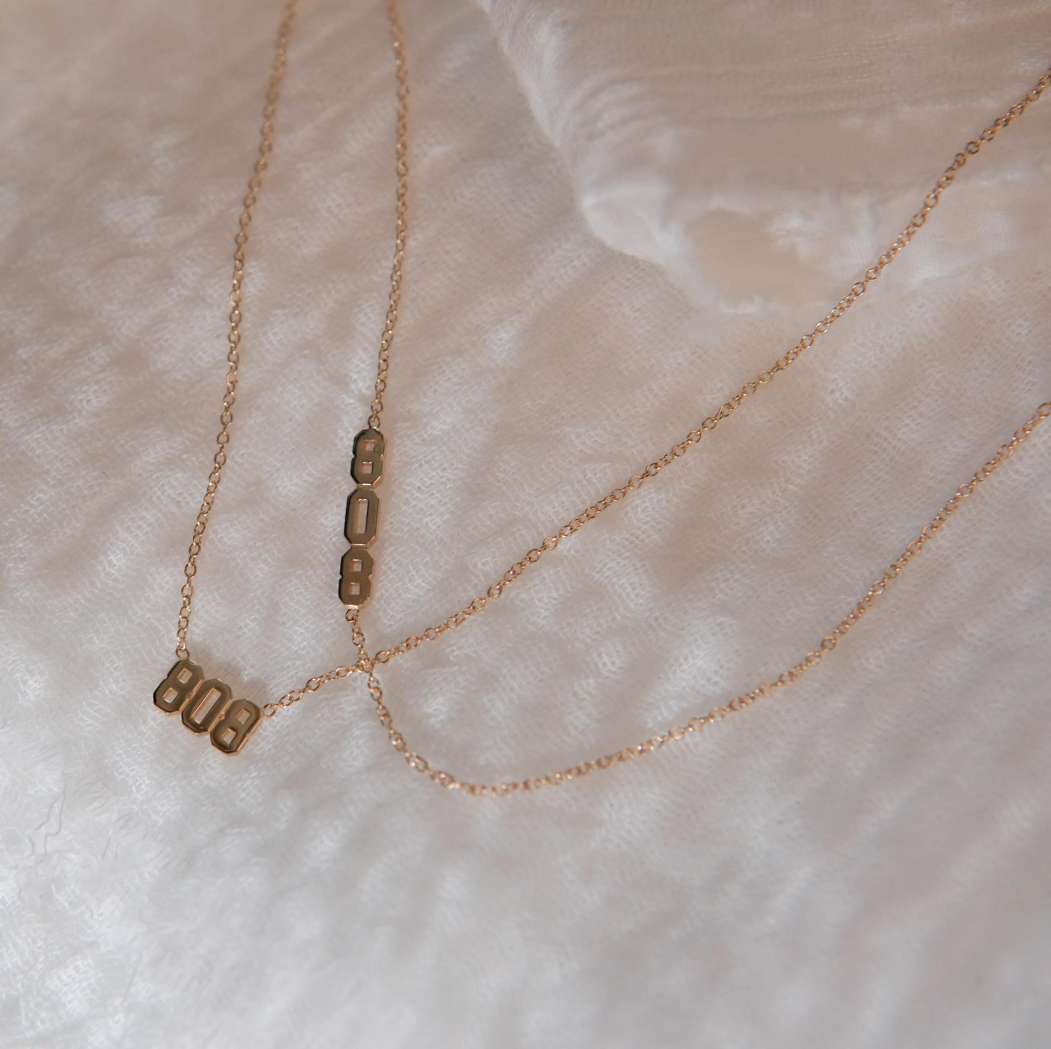 808 Asymmetrical Necklace - Solid 14kt