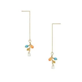 925 Silver Colored Stone Tassel Drop Earring