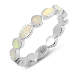 925 Sterling Silver 5mm Blue Opal Bands- Stackable