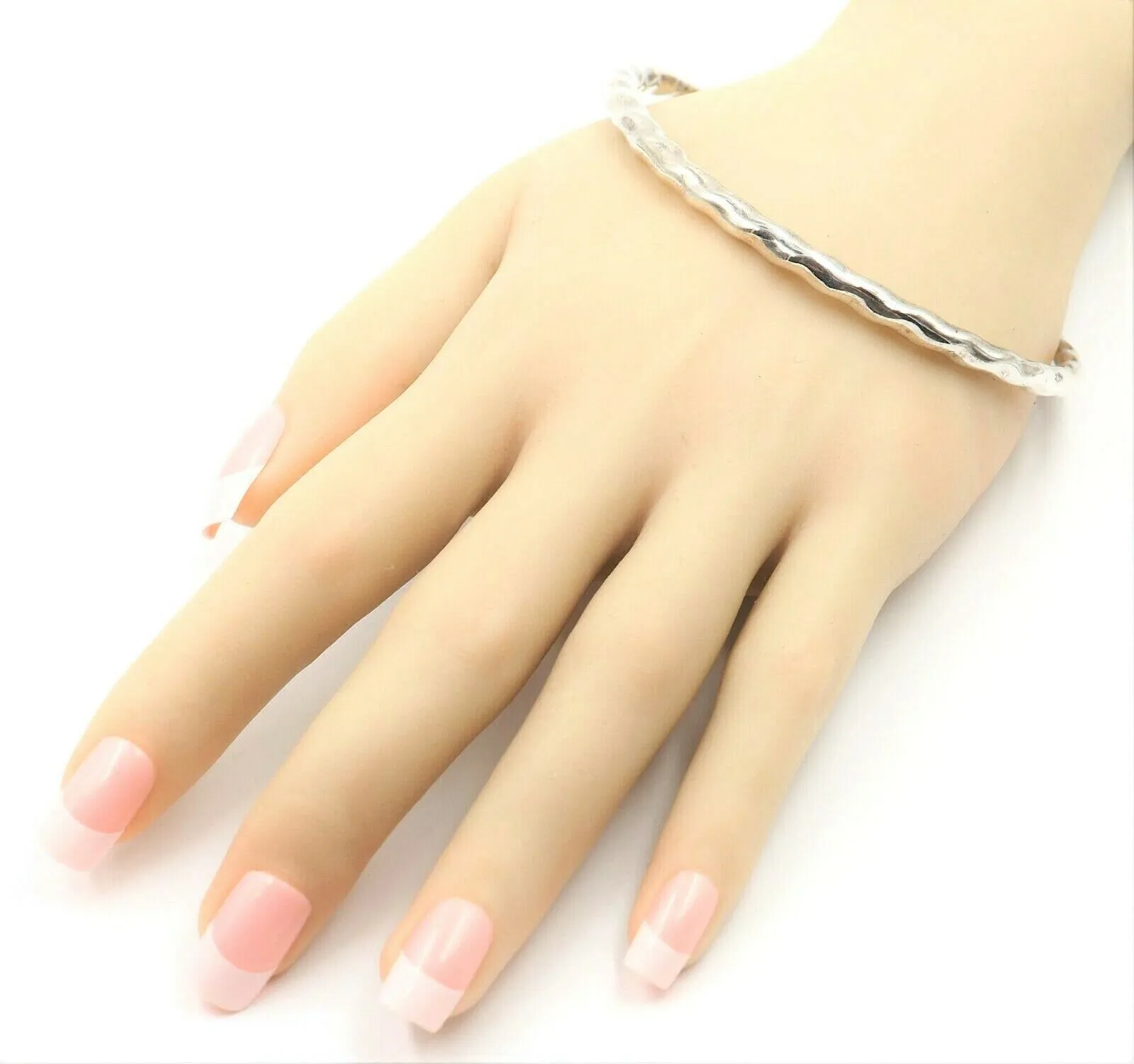 925 Sterling Silver Cuff Bangle Hollow Bracelet