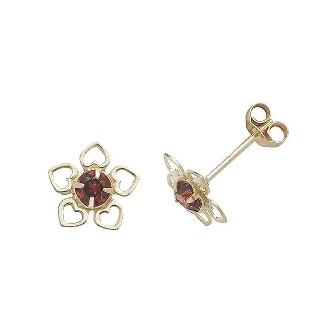 9ct  Yellow  Gold  Garnet  Stud  Earrings  ES424GA