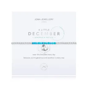 A Little Birthstone December Turquoise Silver 17.5cm Stretch Bracelet 3471
