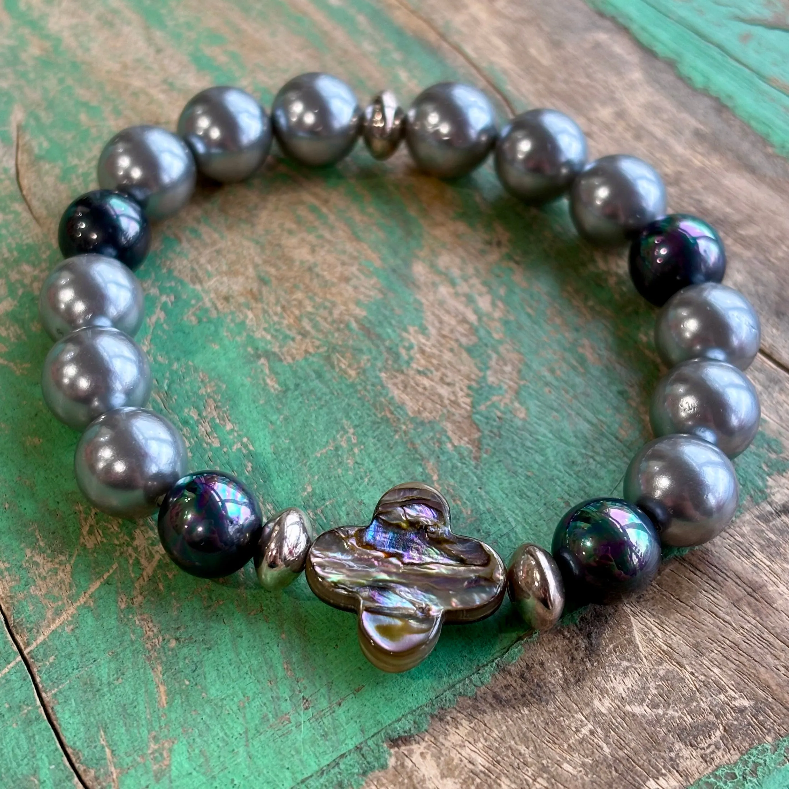 Abalone Cross Bracelet or Earrings