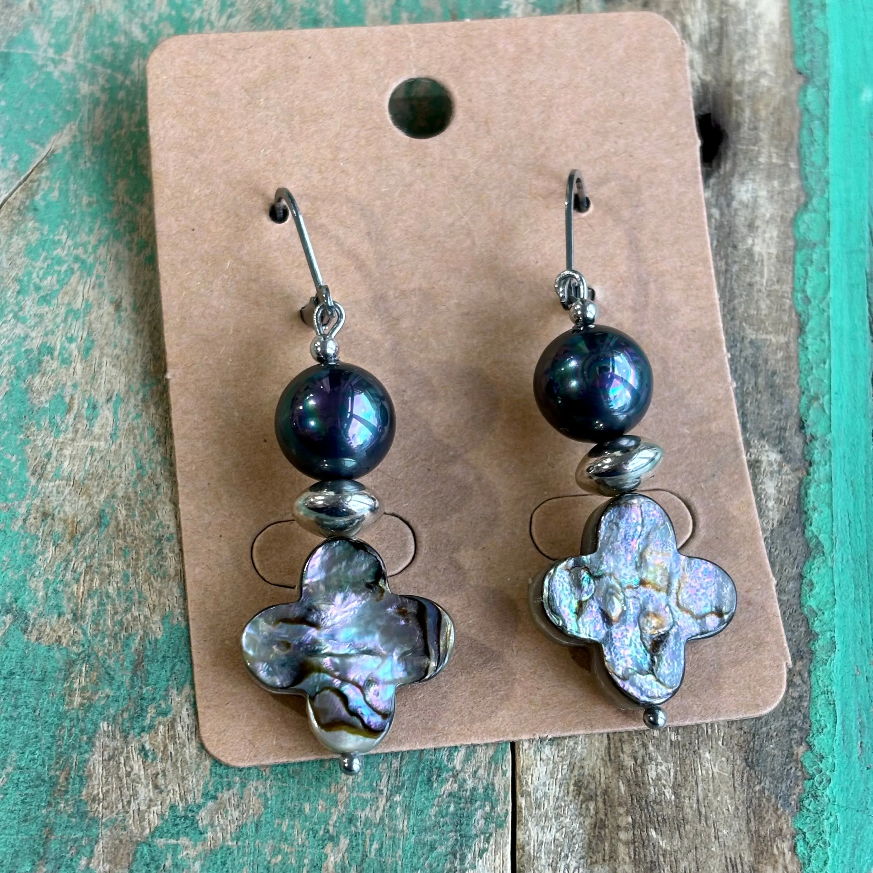 Abalone Cross Bracelet or Earrings