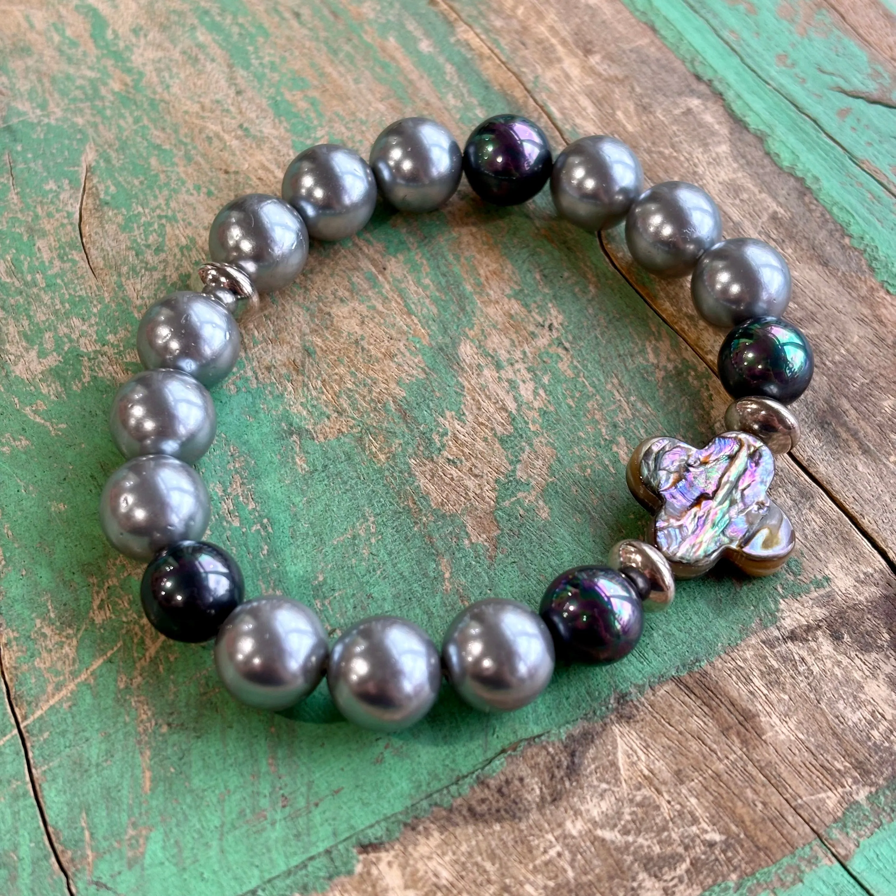 Abalone Cross Bracelet or Earrings