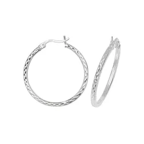 Acotis Silver Hoop Earrings Dia Cut G5719
