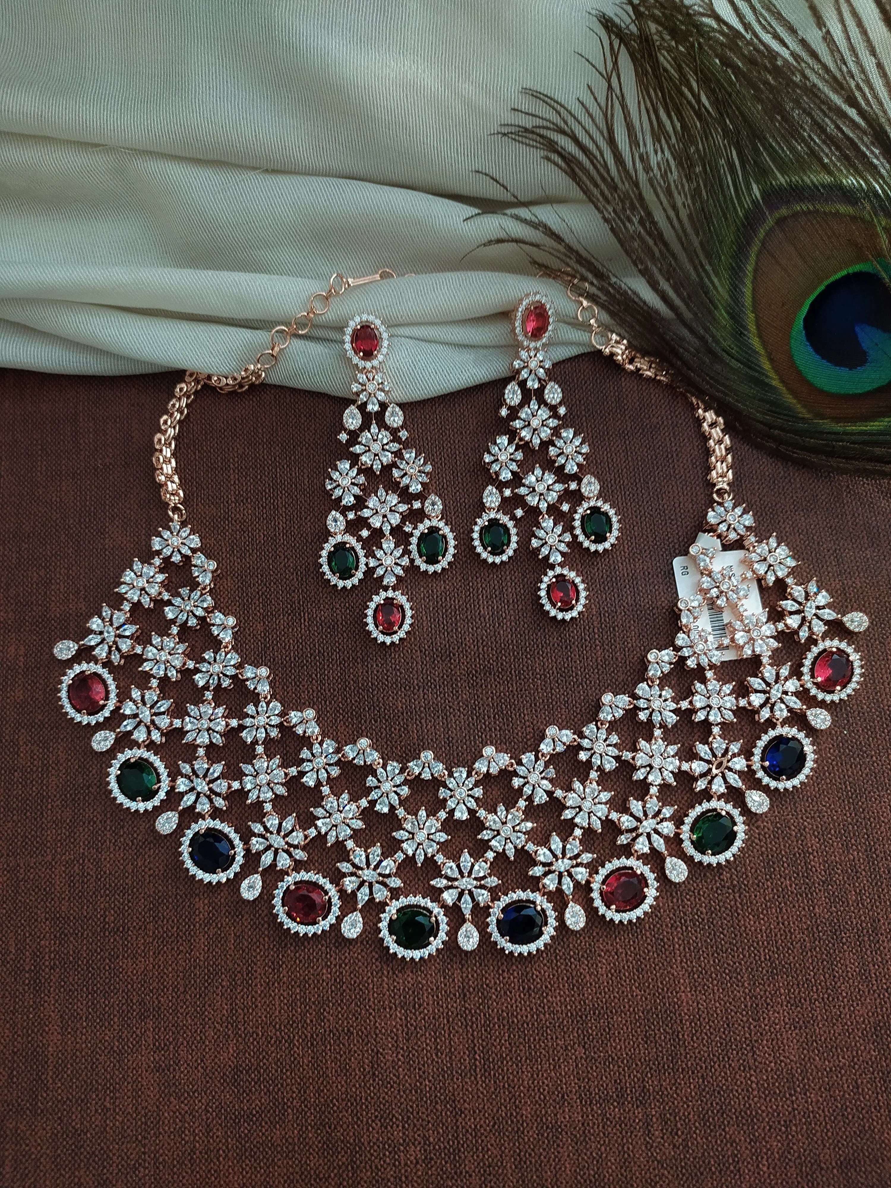AD & Zircon stone Heavy choker Necklace set