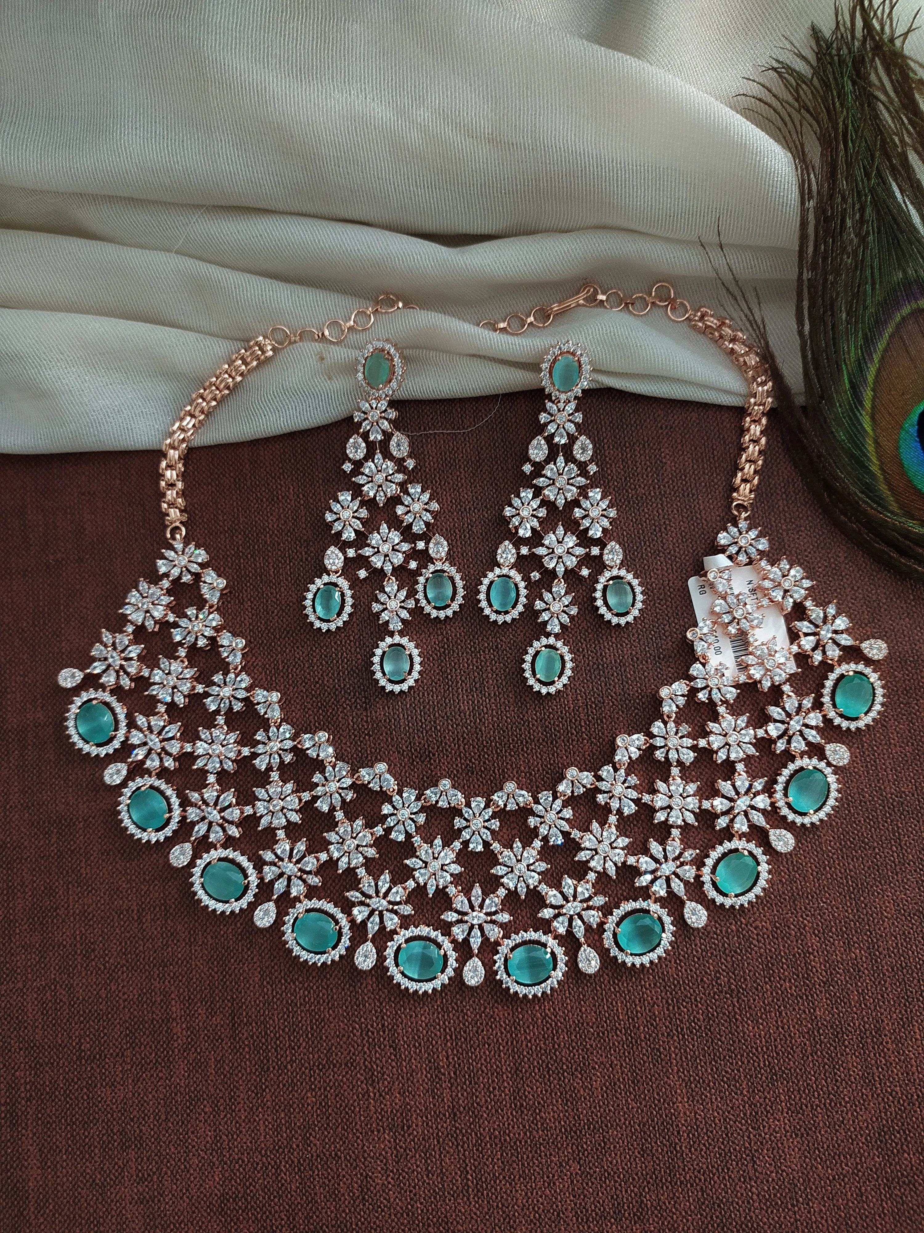 AD & Zircon stone Heavy choker Necklace set