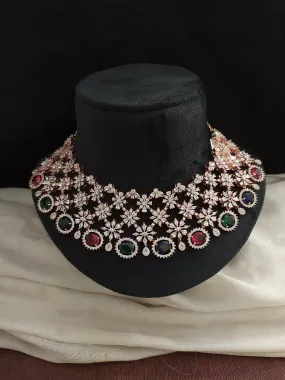 AD & Zircon stone Heavy choker Necklace set