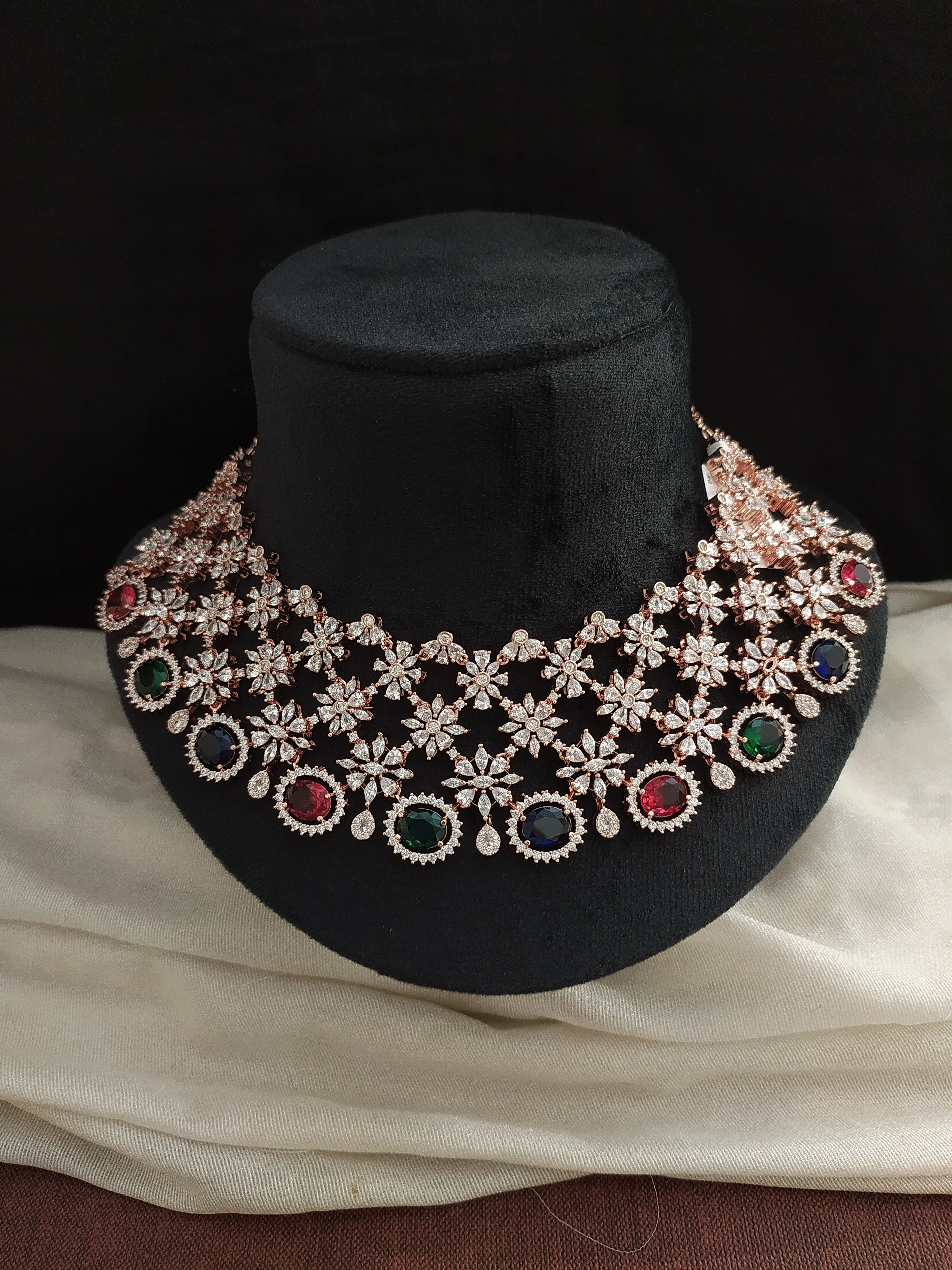 AD & Zircon stone Heavy choker Necklace set