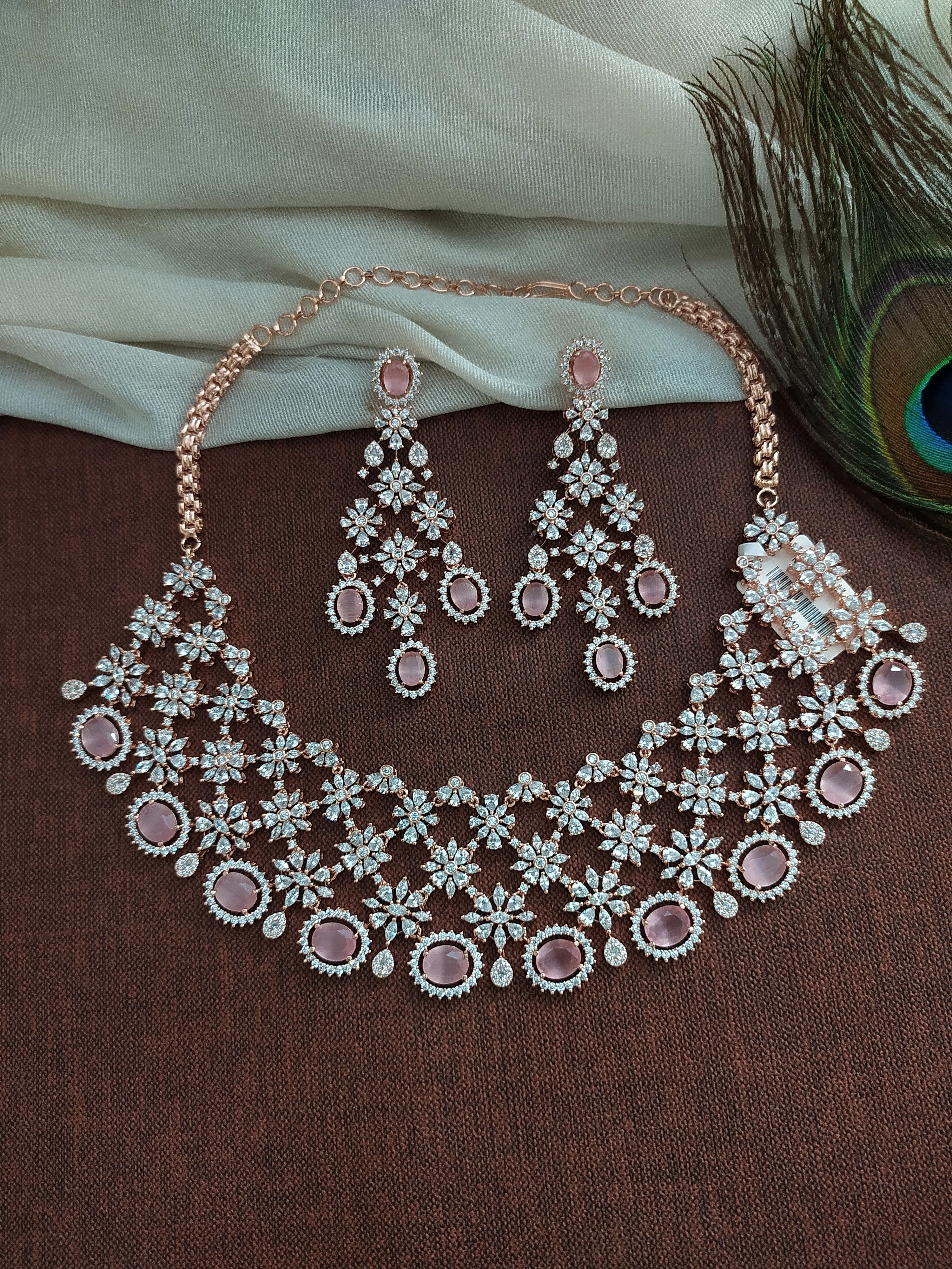 AD & Zircon stone Heavy choker Necklace set