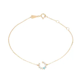 Adina - Turquoise   Diamond Horseshoe Bracelet in Y14k