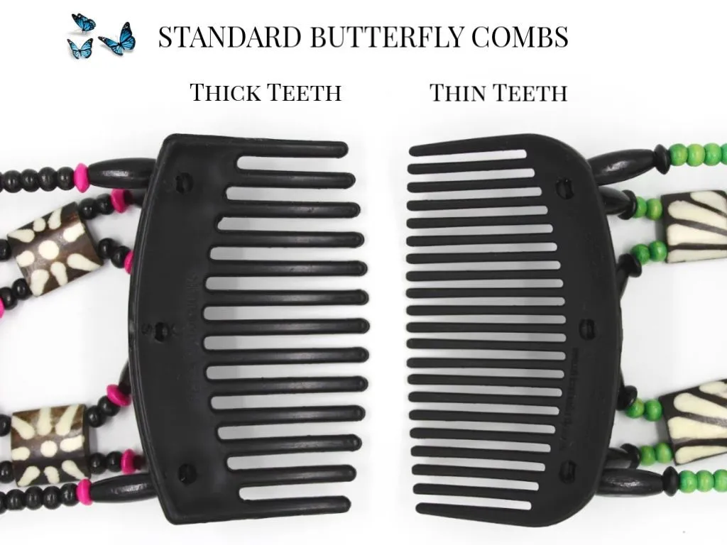 African Butterfly Hair Comb - Flowers Brown 31