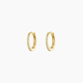 Alexa Leigh - Drop Chain Crystal Huggies in Gold