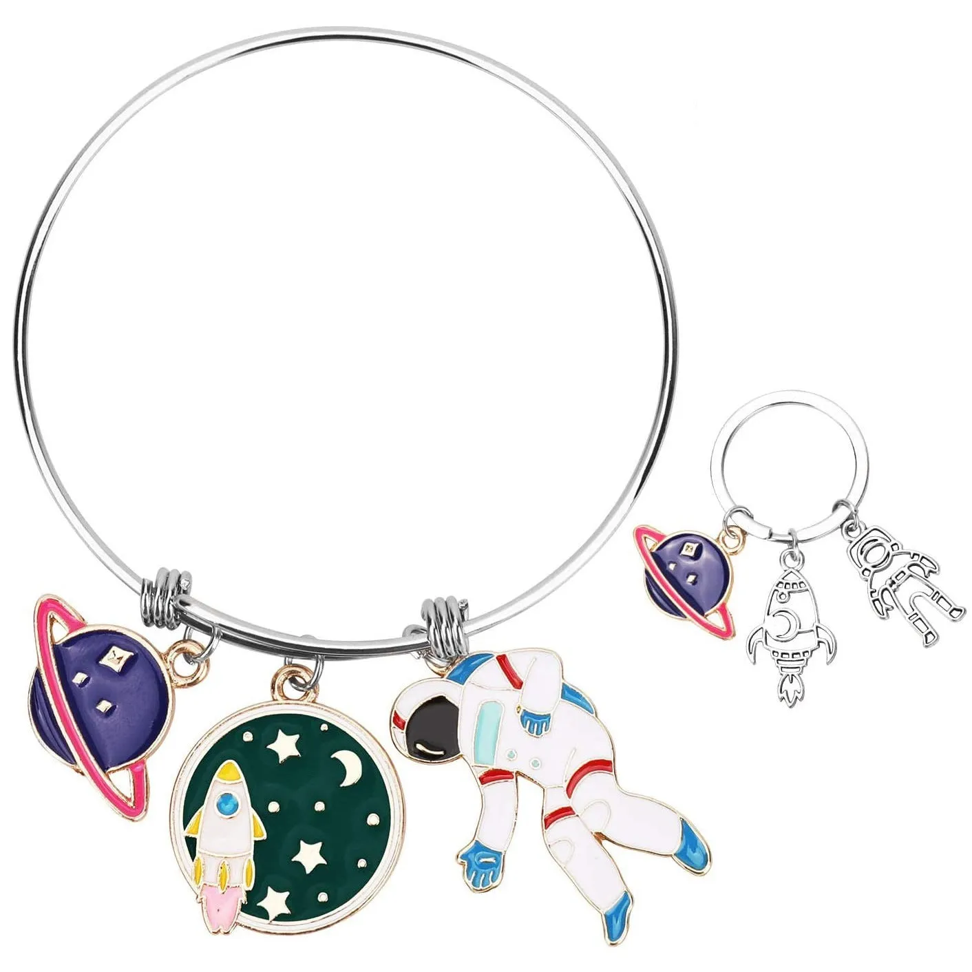 Alien Rocket Spaceship Space Theme Stainless Steel Bracelet