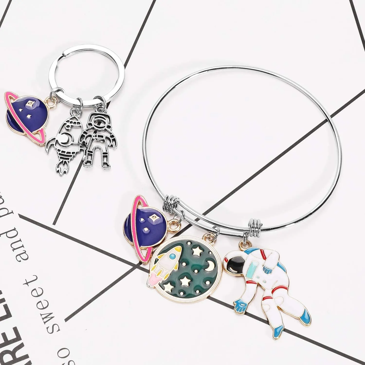 Alien Rocket Spaceship Space Theme Stainless Steel Bracelet