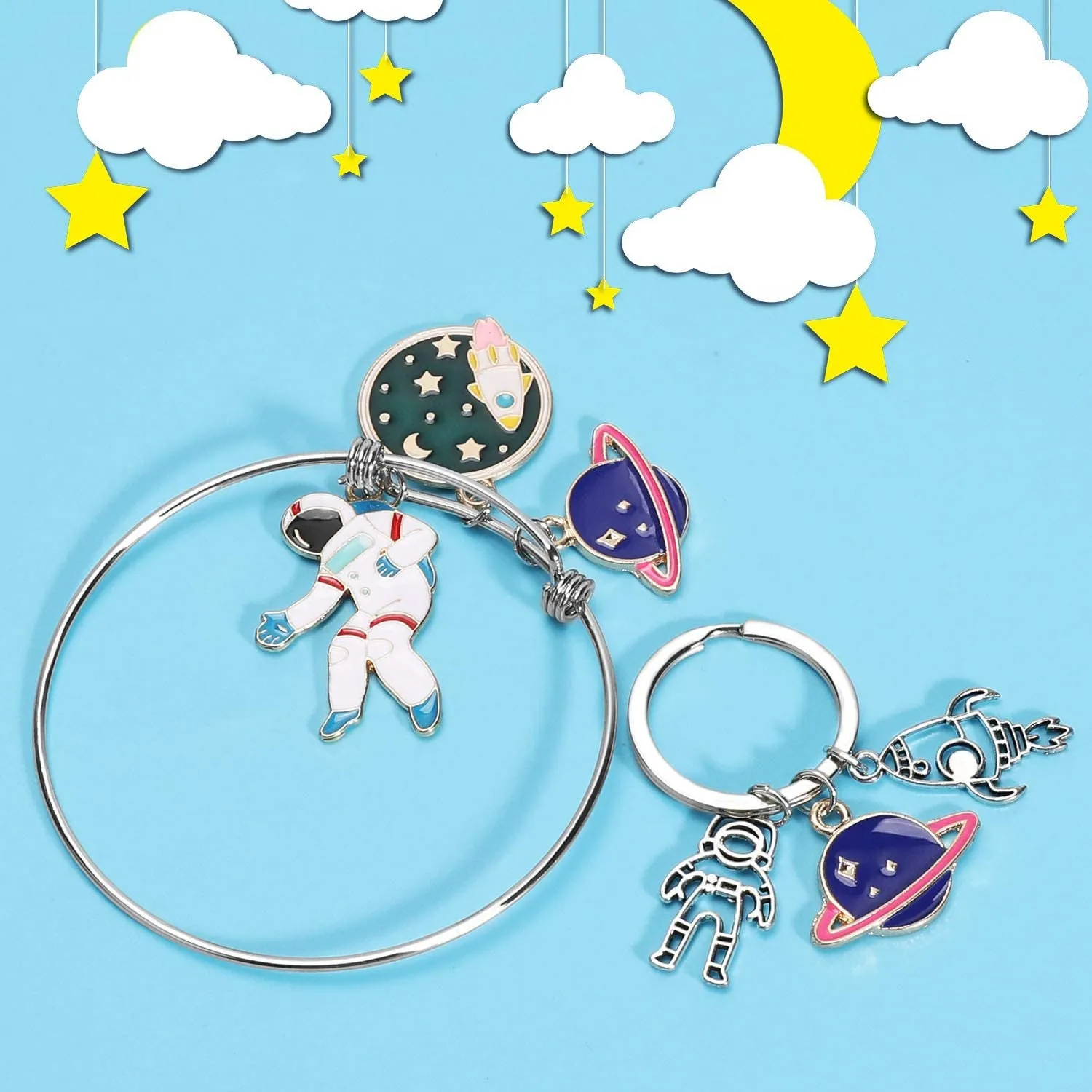 Alien Rocket Spaceship Space Theme Stainless Steel Bracelet