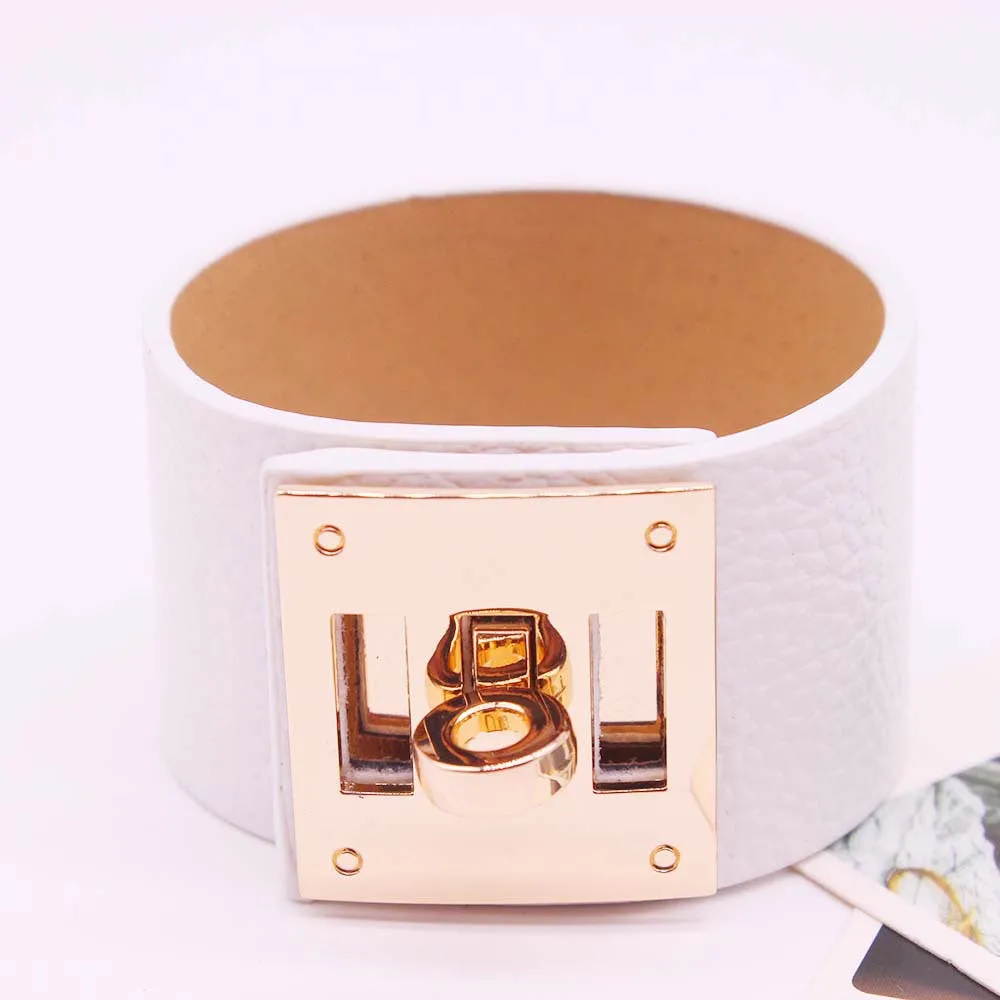 All-match wide leather ladies bracelet