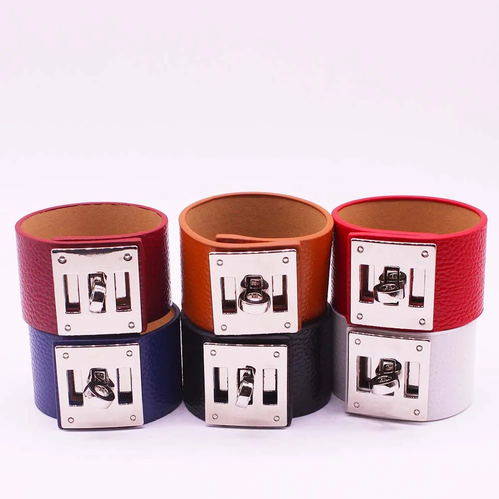All-match wide leather ladies bracelet