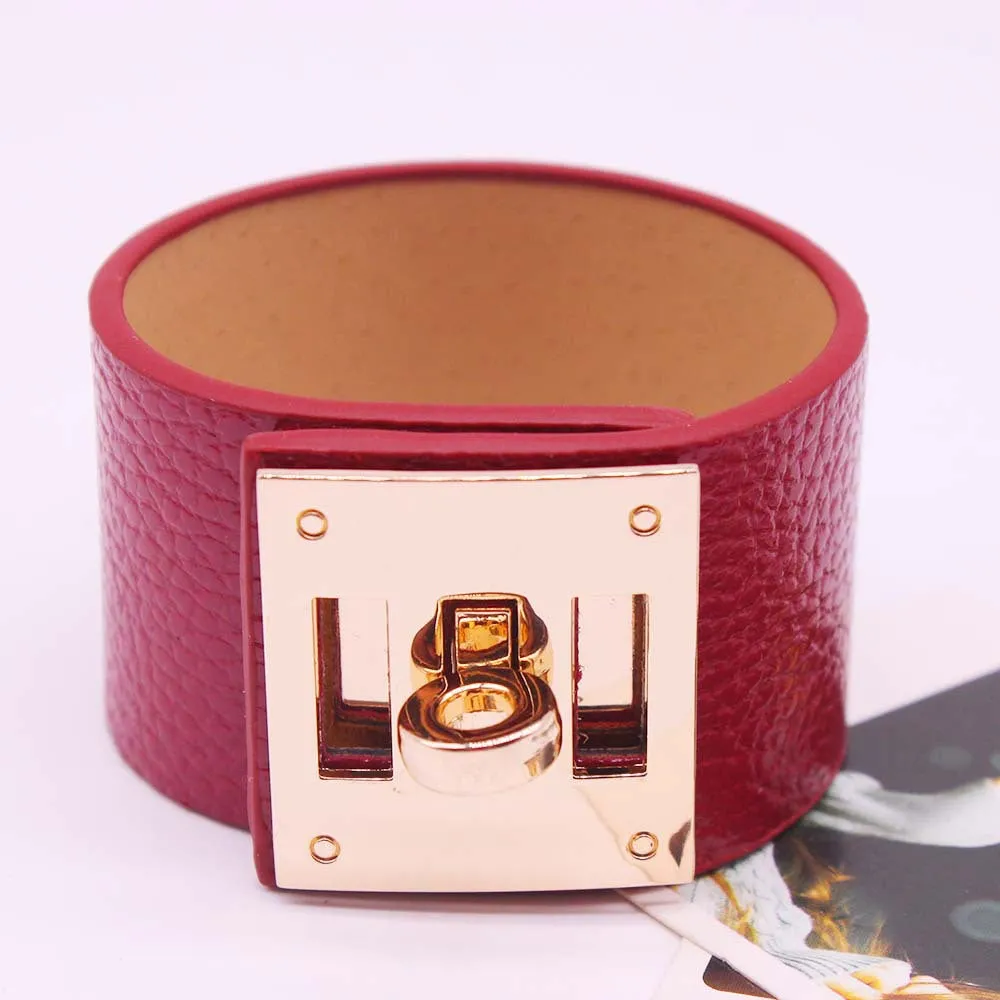 All-match wide leather ladies bracelet
