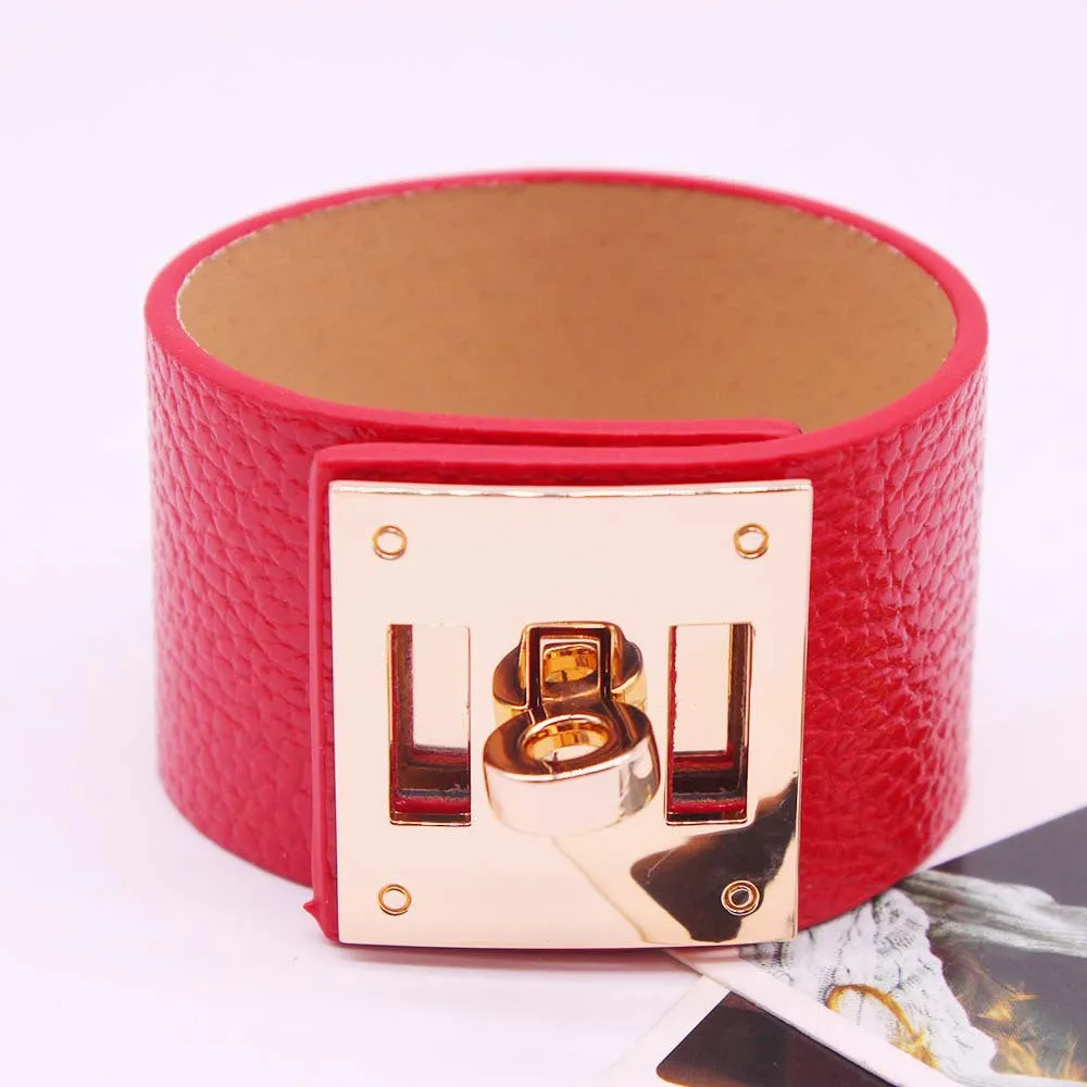 All-match wide leather ladies bracelet
