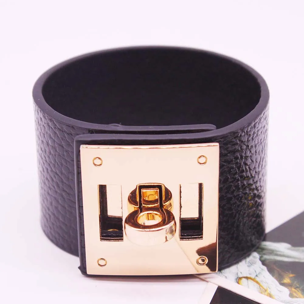 All-match wide leather ladies bracelet