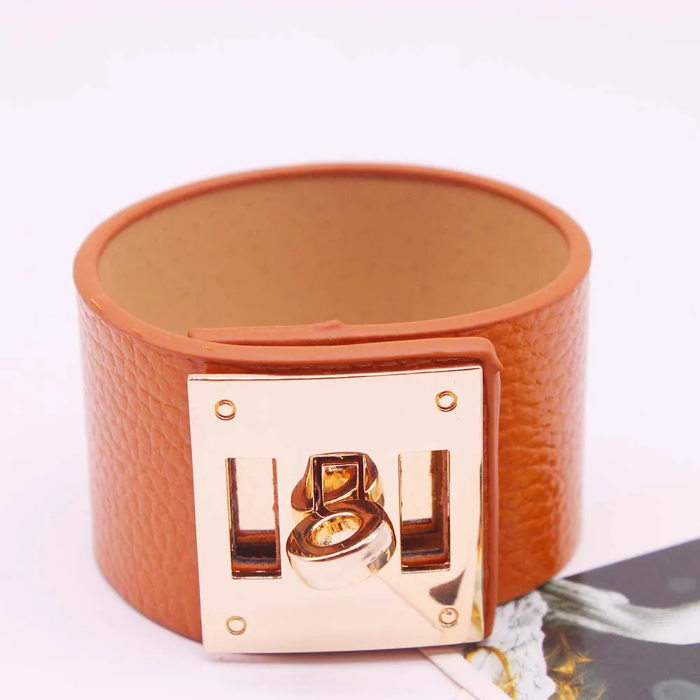 All-match wide leather ladies bracelet