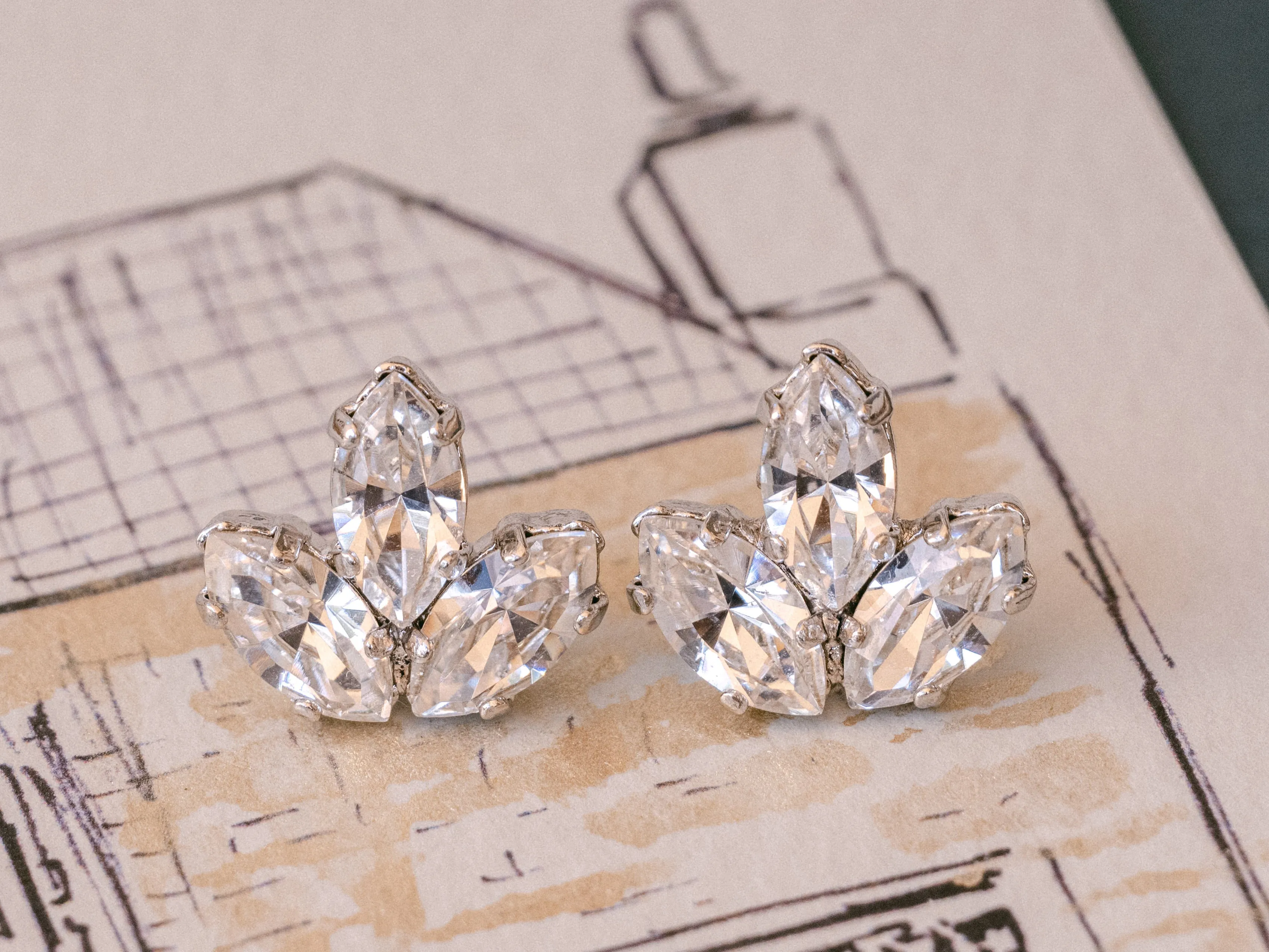 Anastasia Studs – Bridal Crystal Silver Trio Earrings