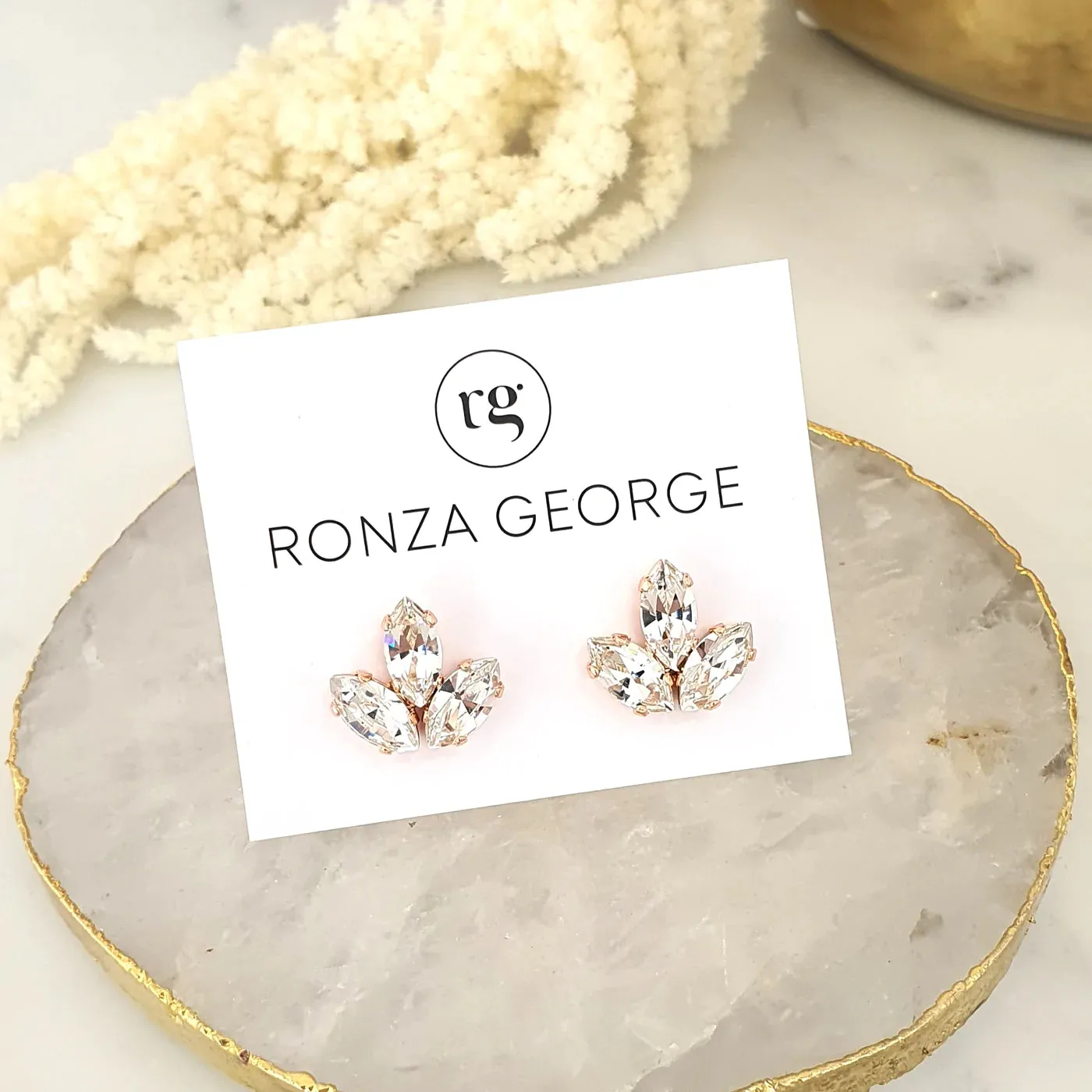 Anastasia Studs – Bridal Crystal Silver Trio Earrings