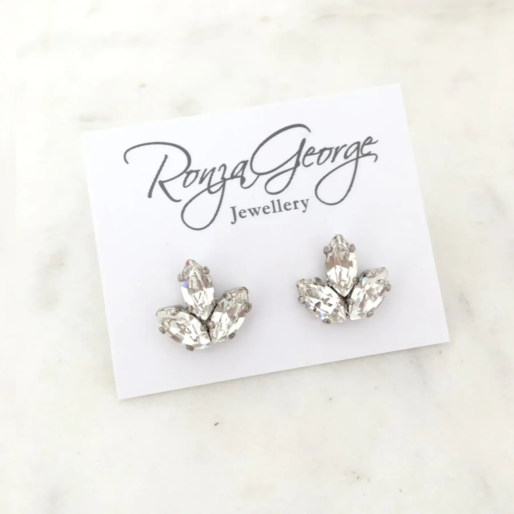 Anastasia Studs – Bridal Crystal Silver Trio Earrings