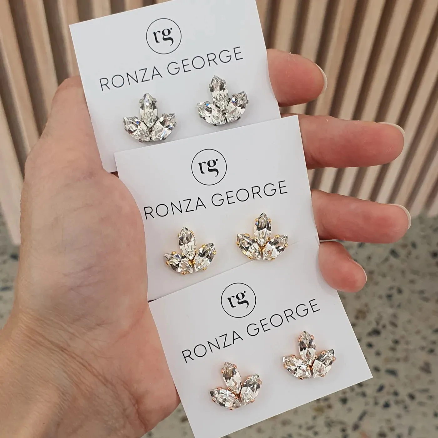 Anastasia Studs – Bridal Crystal Silver Trio Earrings