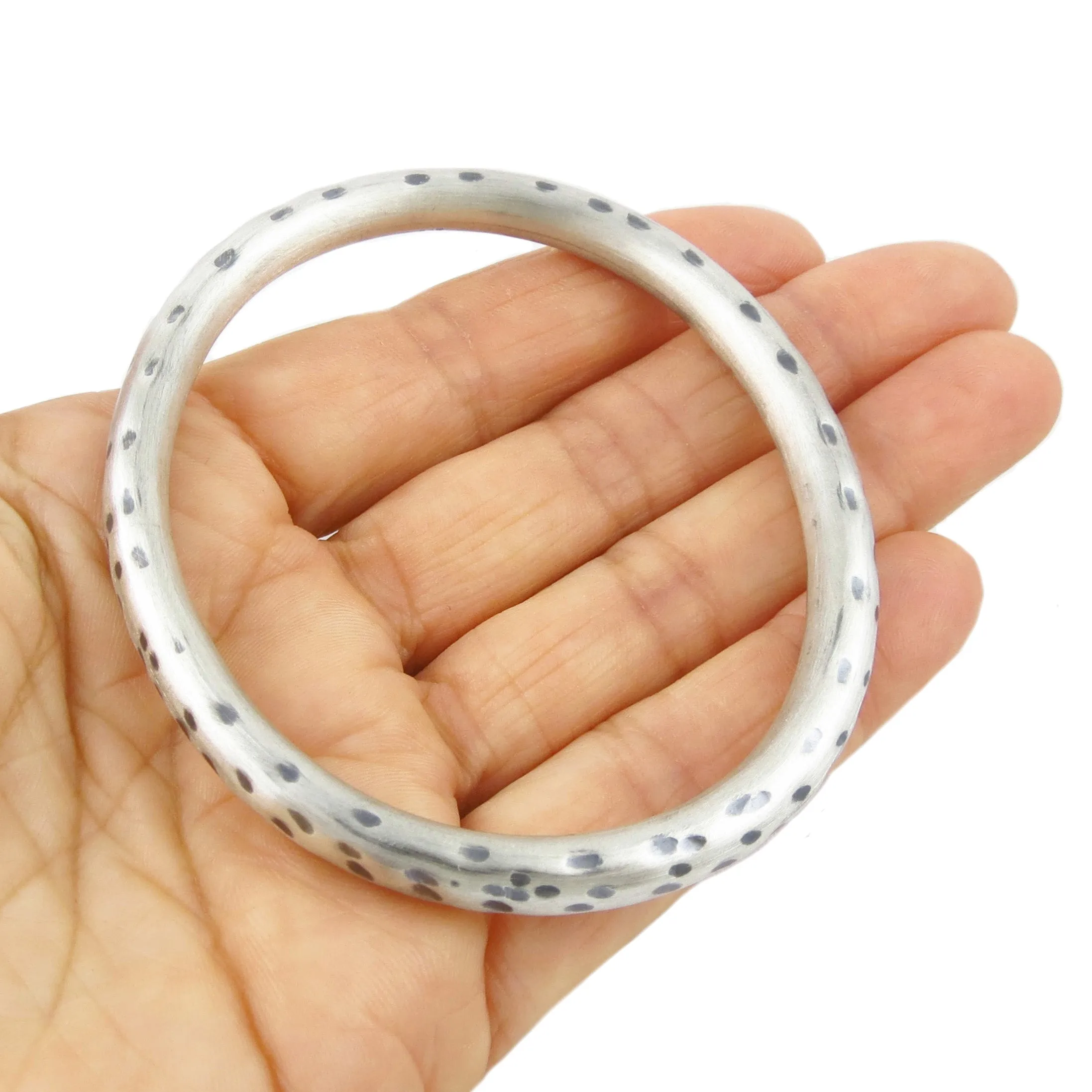 Animal Print 925 Sterling Silver Oval Bangle