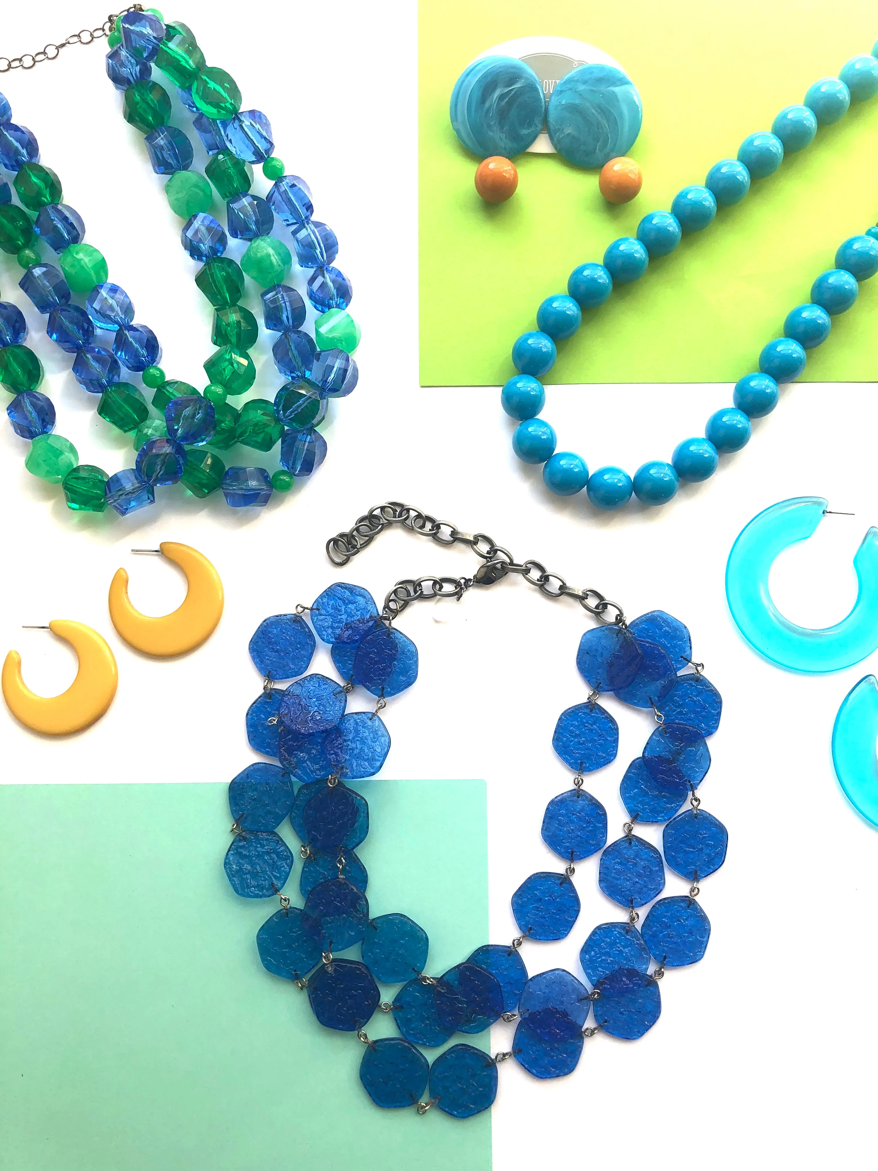 Aqua Blue 'Stained Glass' Ice Chip Necklace
