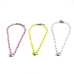 Ashley Gold Stainless Steel Enamel Lock Necklace