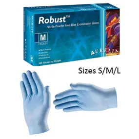 Aurelia Robust Blue Powder Free Nitrile Disposable Gloves x 100 Size