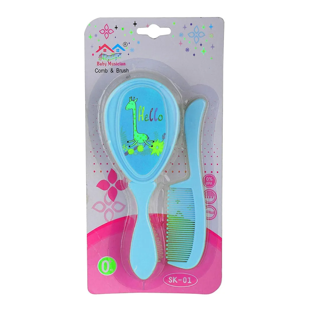 Baby Brush and Comb, Soft Bristles & Rounded End for Gentle Combing (Multicolour)