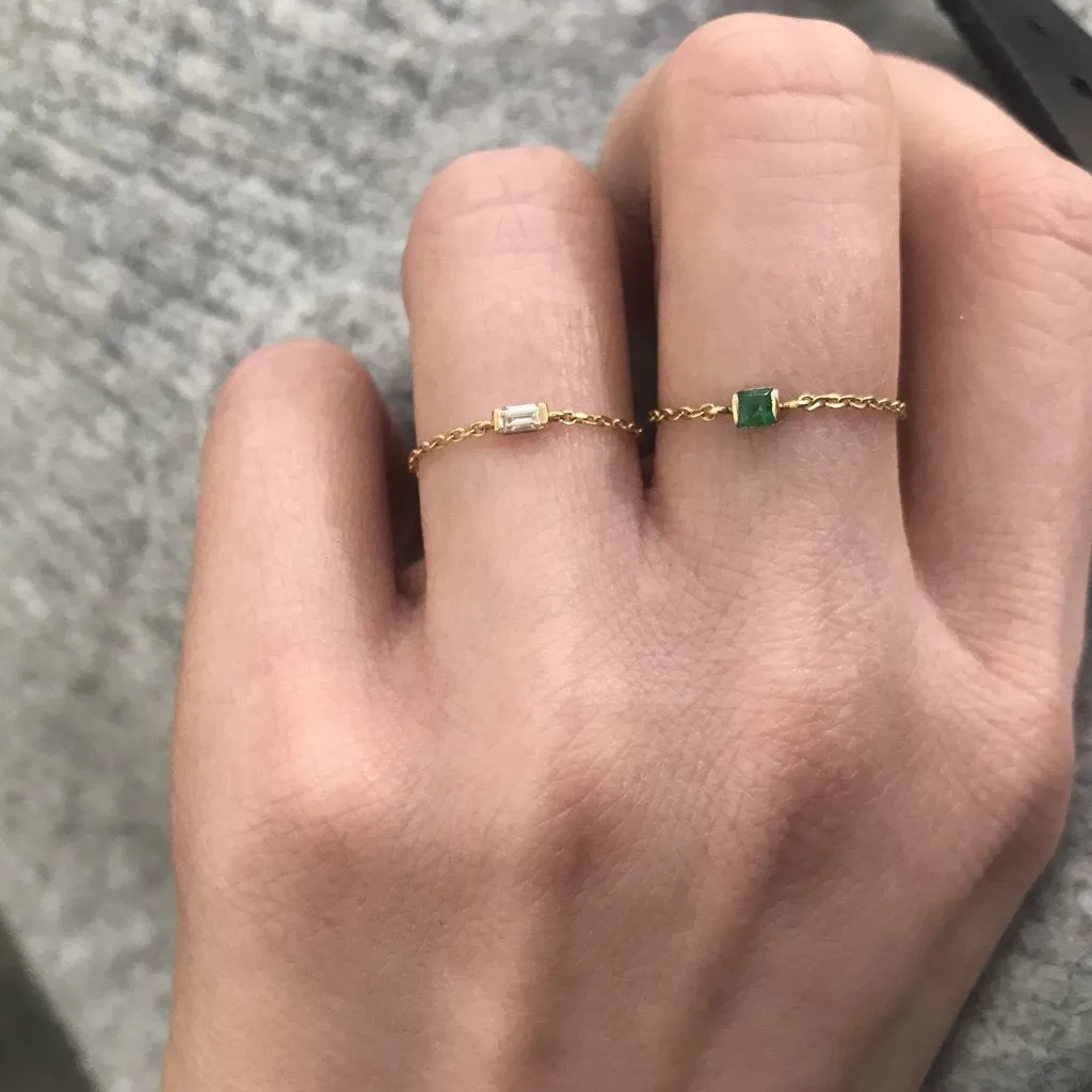 Baguette Diamond Chain Ring by Yi