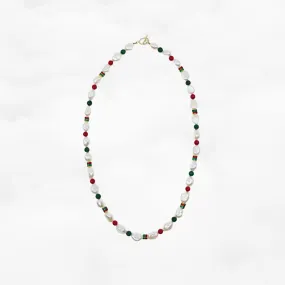 Baroque Pearl Necklace (Red and Green)