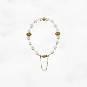 Beaded Baroque Pearl Bracelet with Water Wave