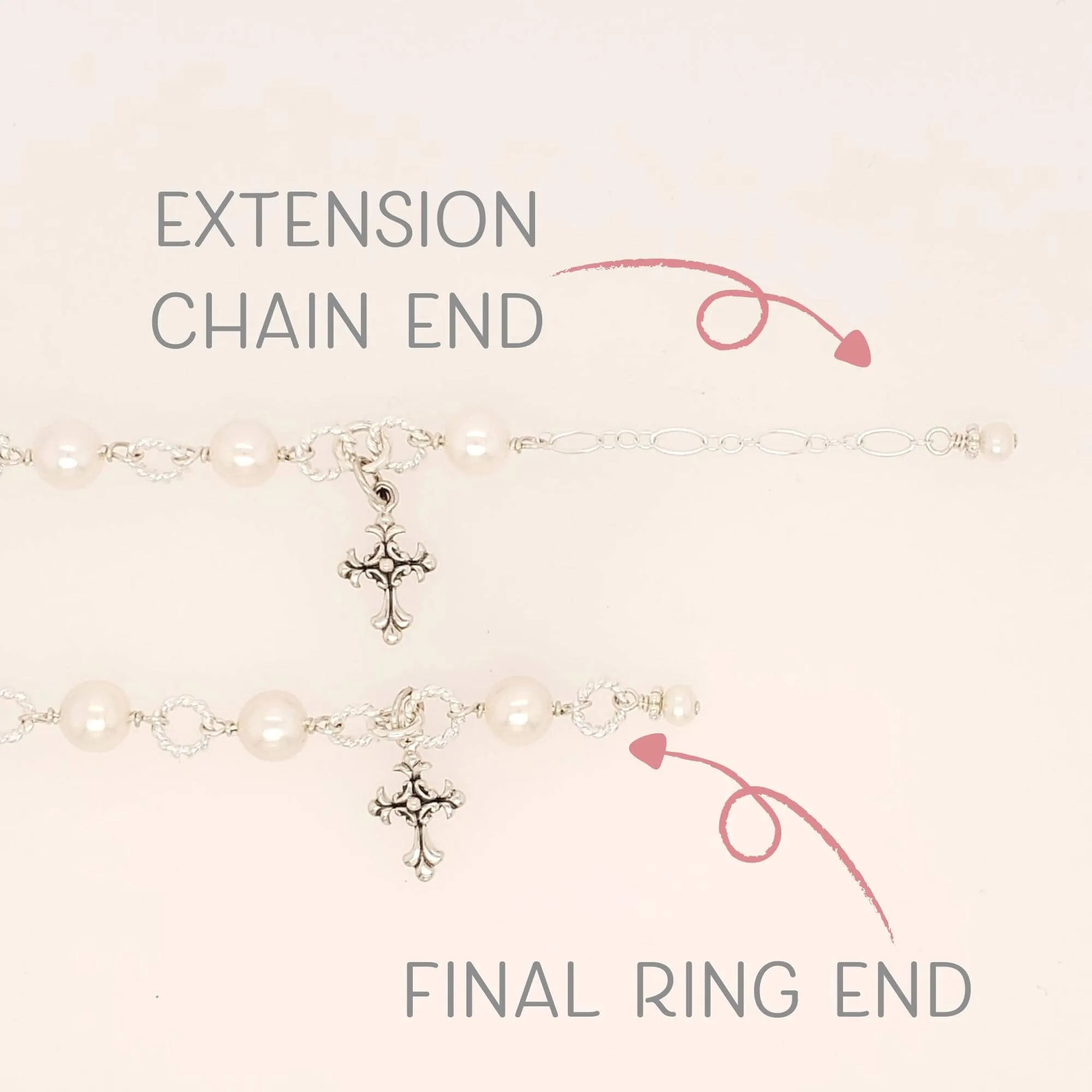 Beautiful First Holy Communion Pearl Rosary Bracelet