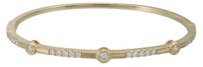 Bezel Set Diamond Station Bangle Bracelet with Milgrain Details